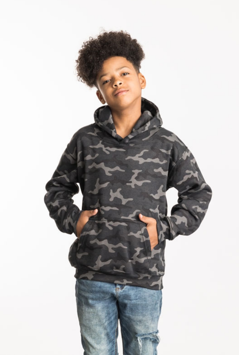 Kinder Camouflage-Hoodie mit Kängurutasche