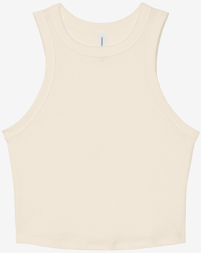 Kurzes Damen Racerback-Tanktop mit Mikro Rib