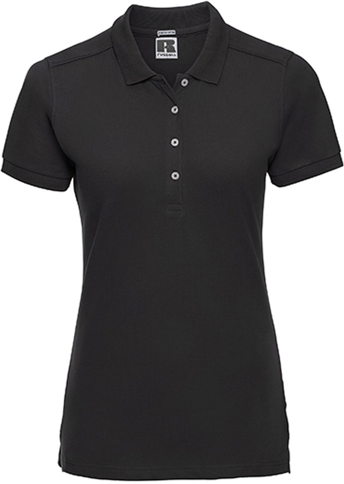 Elastisches länger geschnittenes figurnahes Damen-Poloshirt