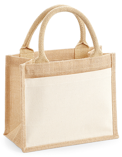 6 Liter Jute-Geschenktasche mit Vorderfach