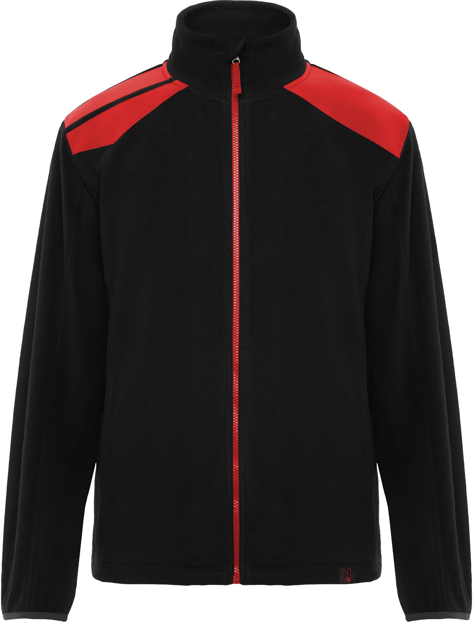 Fleecejacke mit hohem Kragen und kontrastierendem Reißverschluss
