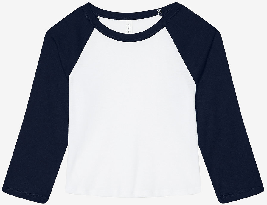 Kurzes Damen Baseball-Longsleeve mit Mikro Rib