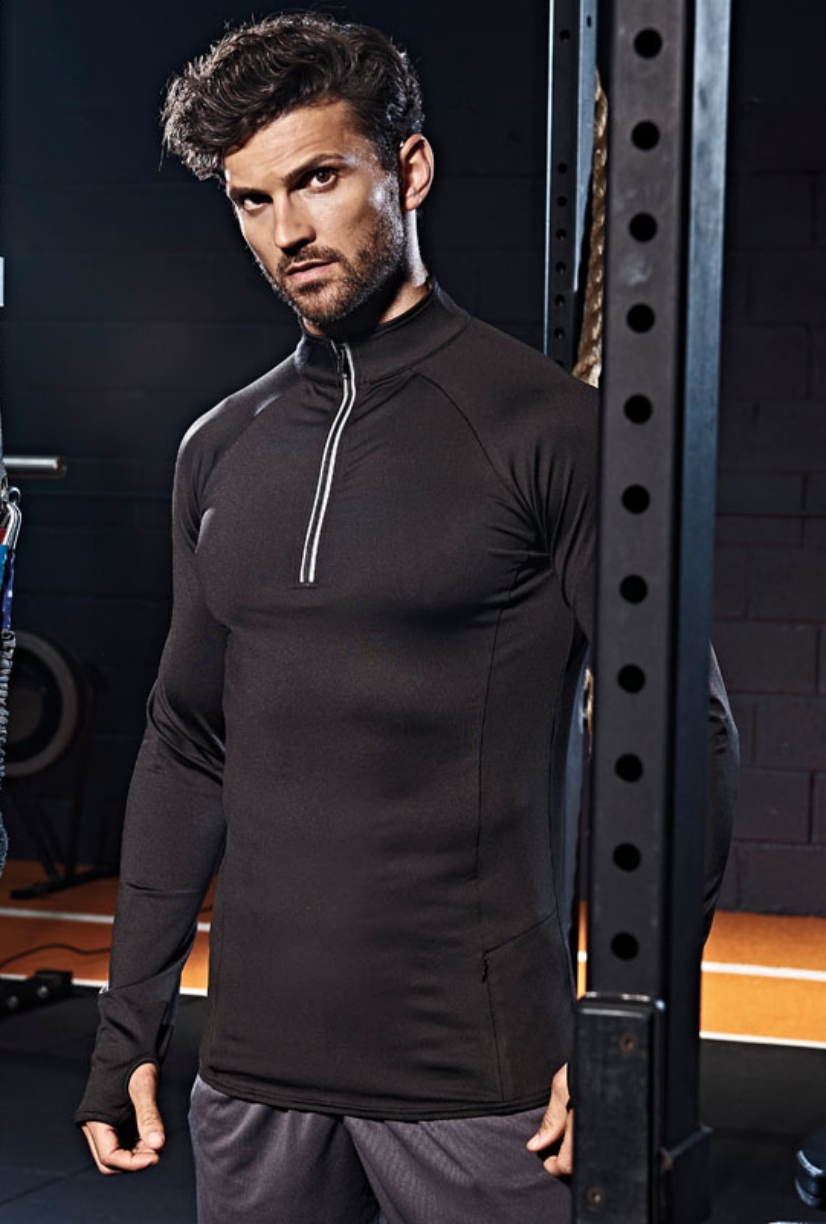 Slim Fit Unisex Sport-Longsleeve mit 1/4-Zip