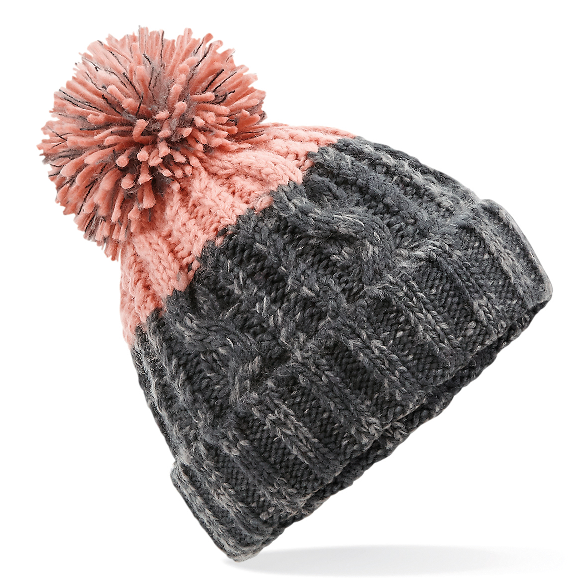 Modischer Beanie mit Mehrfachgarn im Zopfmuster-Design