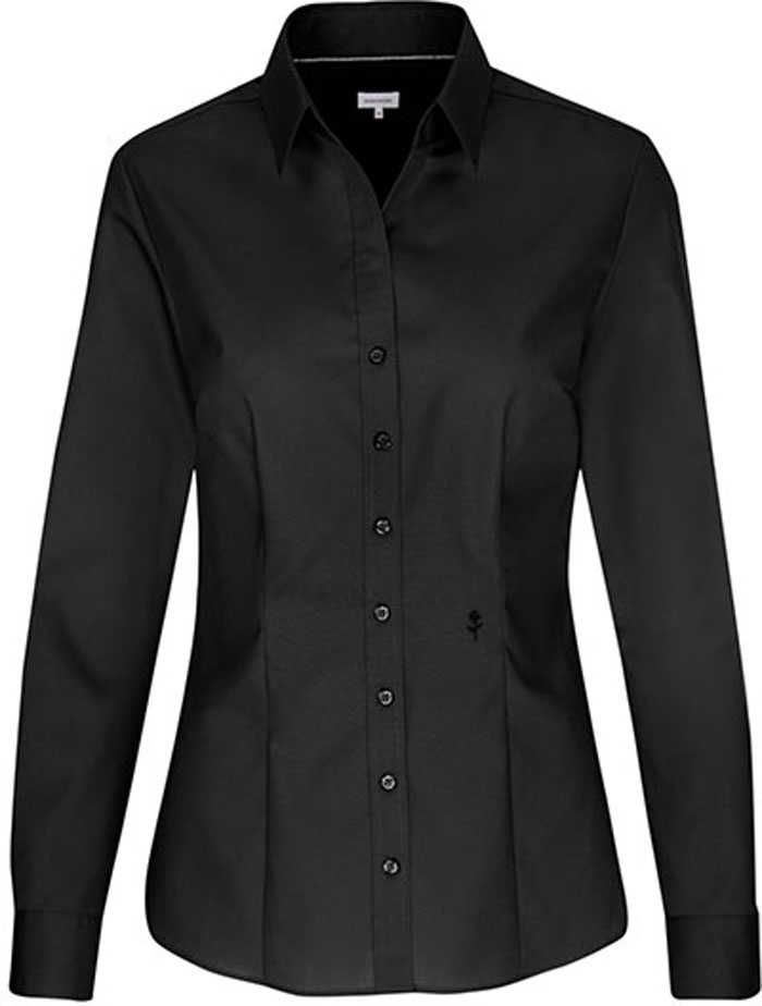 Bügelfrei Slim Fit-Bluse mit Kentkragen