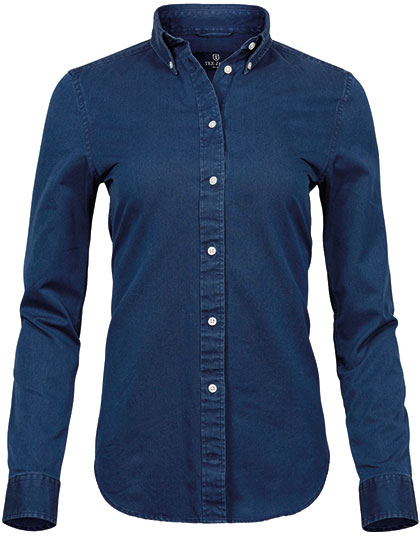 Tailliertes Damen-Twillhemd mit Button-Down-Kragen