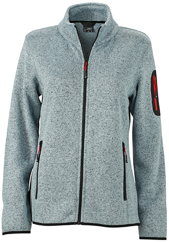 Modische Damen Strickfleece-Jacke mit Stehkragen