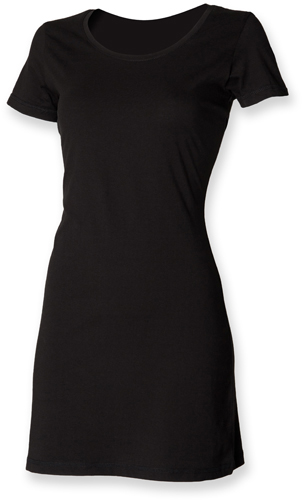 Tailliertes T-Shirt-Kleid mit U-Boot-Ausschnitt